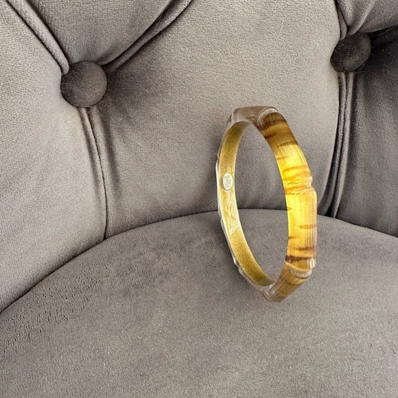Alexis Bittar Golden Bamboo Lucite Bangle Bracelet - Picture 2 of 5